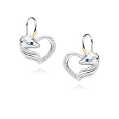 Cercei argint unicorn si inima cu pietre roz si tortite DiAmanti Z1728JGR_LPBL-DIA